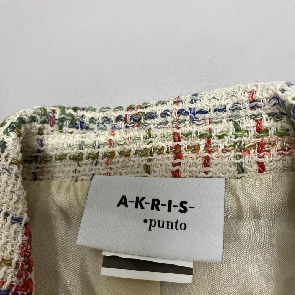 NEW AKRIS Women’s Fringe Tweed Blazer Jacket